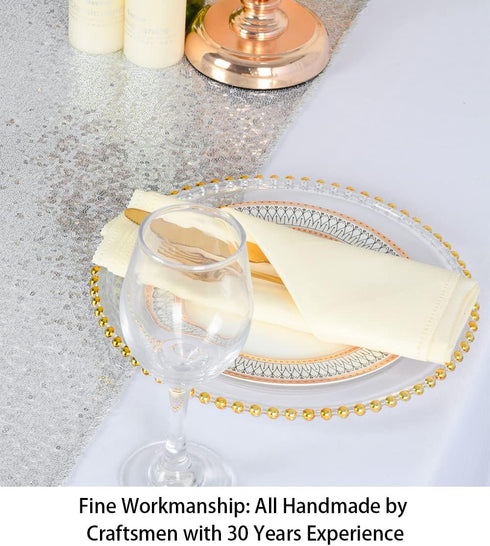ShinyBeauty Wedding Silver Sequin Table Runner, 12 by 108 in, with Tassel Party Supplies