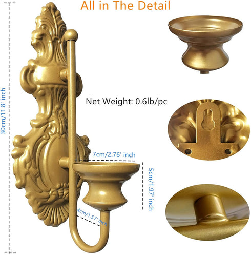 2 Pack Wall Sconce Candle Holder, Metal Wall Mounted Candle Sconces, Iron Pillar Candle Sconce for Room, Hallway