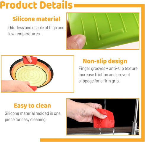 2 Pcs Silicone Hot Handle Holder, Non-Slip Heat Resistant Cast Iron Skillet Handle Covers for Griddles, Orange
