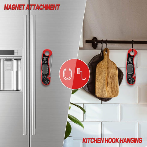 Meat Thermometer Digital for Grilling, ANDAXIN Waterproof Ultra-Fast Instant Read Food Thermometer (Red/Black)