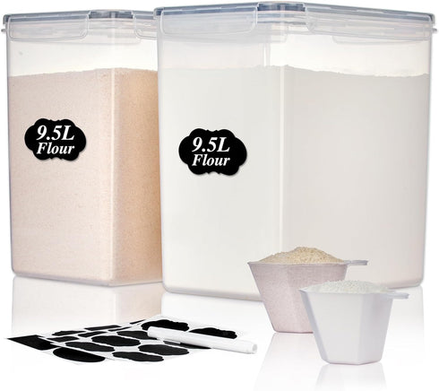 Vtopmart 9.5L 2 Pack Extra Large Flour Sugar Storage Containers for 25lbs