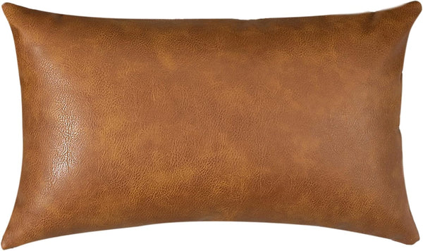 PANOD Premium Faux Leather Throw Pillow Covers, Modern Luxury Decorative Lumbar Pillow Case Cushion for Sofa Couch Bed
