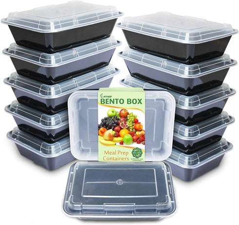 Enther Meal Prep Containers - 12 Pack, 1 Compartment Single Lids Food Storage Bento, BPA Free | Stackable, Reusable