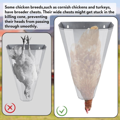 8 (3 Pack) Medium Size Galvanized Steel Chicken Restraining Cone for Chickens, Large Layers, Broilers, Roasters