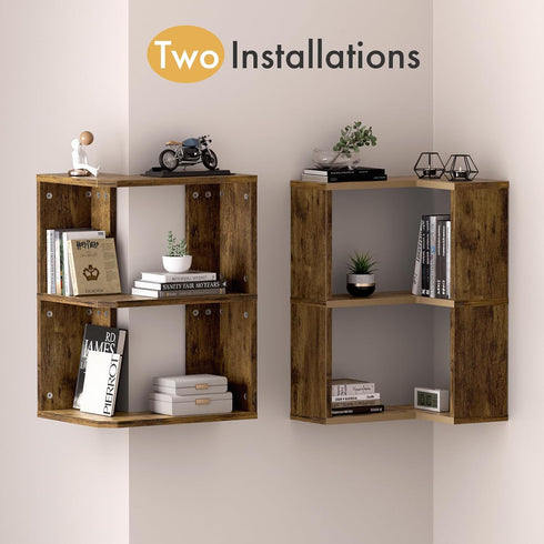 3-Tier Floating Corner Shelf, Floating Shelf for Wall, Floating Book Shelf for Living Room, Bedroom, Bathroom, Home