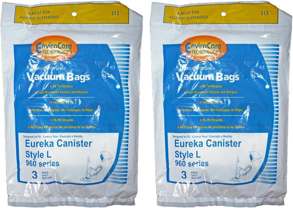 EnviroCare Replacement Micro Filtration Vacuum Cleaner Dust Bags for Eureka Style L, 6 Pack