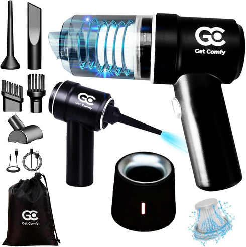 Cordless Handheld Car Vacuum Cleaner - High Power Mini Portable Wireless Vacuum & Blower - Rechargeable with Dock & Bag