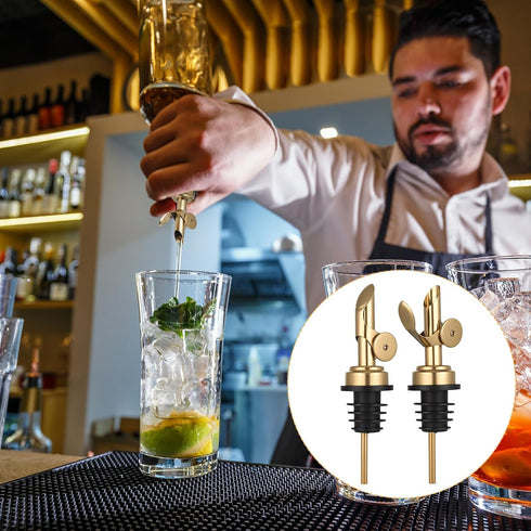 Xelsluthe 2 PCS Weighted Stainless Steel Bottle Pourers, Olive Oil Dispenser Spout, Self Closing Liquor Pour Spout