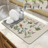 LOKHOM Dish Drying Mat, 12"x20" Absorbent Coffee Bar Mat with Vintage Sage Flower Herbs for Kitchen Counter
