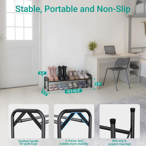 1-Tier Closet YEASHEIN Expandable Shoe Rack for Floor, -Frame Metal Small Shoe Rack for Entryway, Adjustable Shoe Shelf