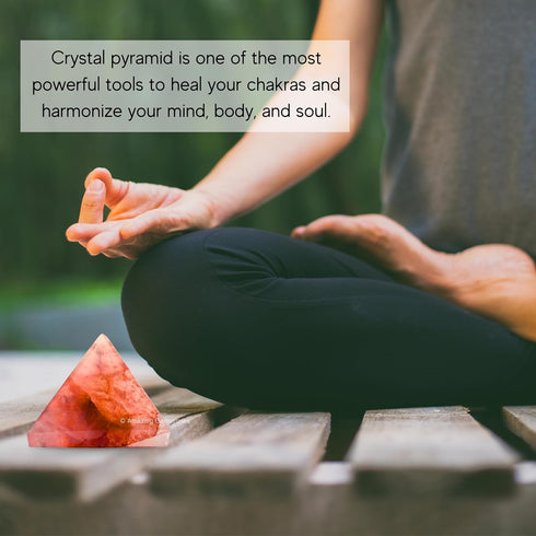 Red Hematoid Quartz Pyramid Crystal Healing Stones - 1.5" Great Pyramid Figurine for Meditation and Reiki
