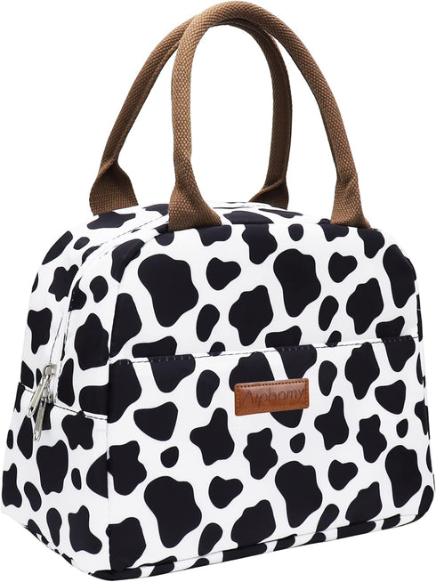 Insulated Lunch Bag - Reusable Lunch Box Cooler Tote Bag for Women Men Adults Work Picnic, Cow Print