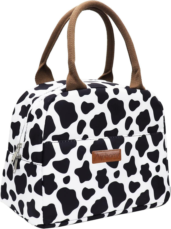 Insulated Lunch Bag - Reusable Lunch Box Cooler Tote Bag for Women Men Adults Work Picnic, Cow Print