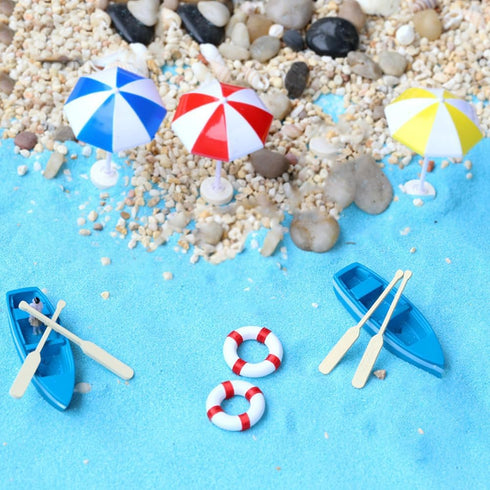 MHYGKTXRA 8 Sets Mini Rowboat Mini Resin Tiny Boat with Oars for Fairy Garden Accessories