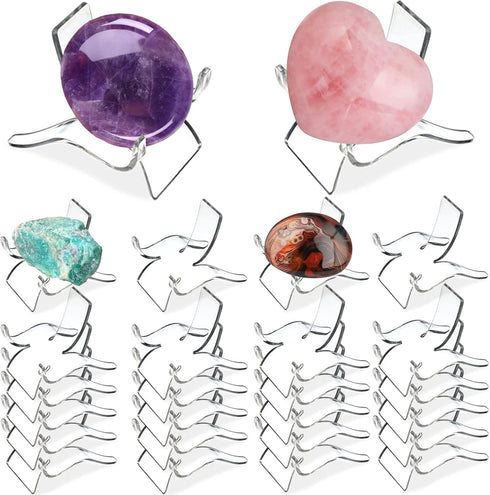 24 PCS Crystal Display Stand, 2.2 x 1.69 x 1.89 inch, Acrylic Stands for Geodes, Rocks, Gemstones, Small Collectibles