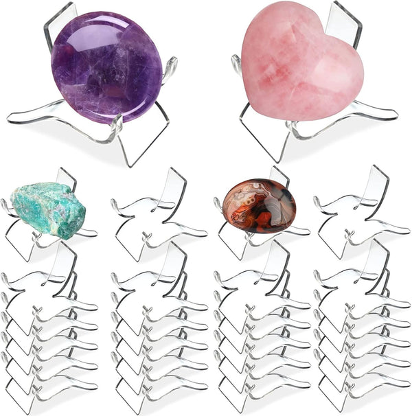 24 PCS Crystal Display Stand, 2.2 x 1.69 x 1.89 inch, Acrylic Stands for Geodes, Rocks, Gemstones, Small Collectibles