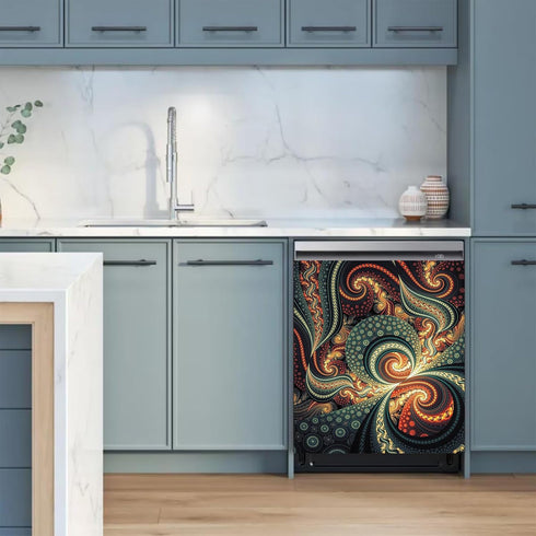Mandala Dishwasher Magnetic Cover, Beautiful Kitchen Decoration, Self Adhesive Magnet Refrigerator Decal