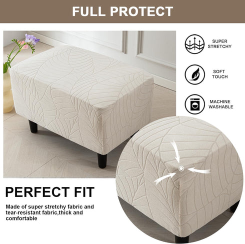 Bottom,05 Eco-Ancheng Ottoman Cover Stretch Rectangle Footrest Stool Slipcover Ottoman Bench Covers Jacquard Footstool