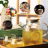 Glass Teapot, Stovetop and Microwave Safe Borosilicate Teapot, 60.8 oz with Natural Bamboo Lid and Removable Filter