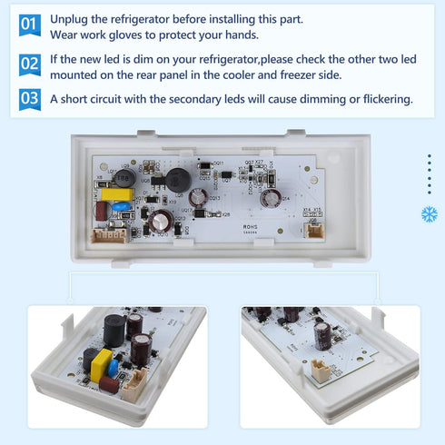 New W10515058 LED Light for Whirlpool Refrigerator, Compatible with WRS325FDAM 04, WPW10515058, W10522611