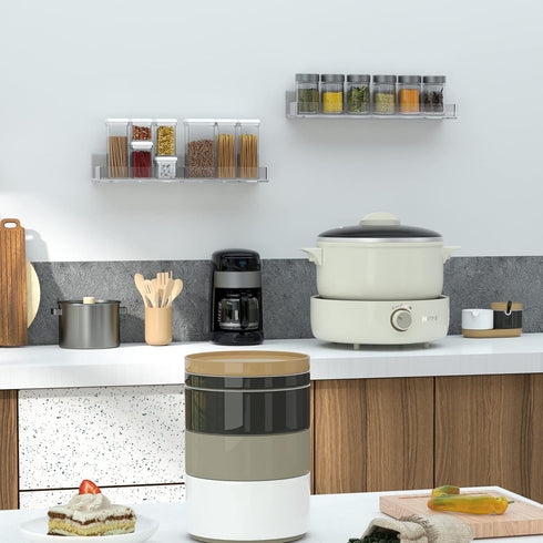 Acrylic Spice Rack Wall Mount, Hanging Spice Shelf Racks for Seasonings, Kitchen Spice Jars Wall Organizer Storage
