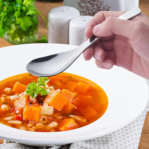 4 Pack 6.5" High Grade 18/10 Stainless Steel Soup Spoons, Thick Heavy-weight Table Spoons