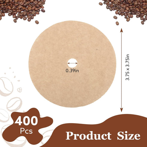 400 Count Percolator Coffee Filters, 3.75in Natural Unbleached Percolator Filters Disposable Disc Coffee Filters for Coffee Shops, Camping, Home, Office