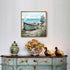 Framed Beach Décor Canvas Picture - Coastal Ocean Artwork with Sea Bird Boat for Bathroom Bedroom Living Room