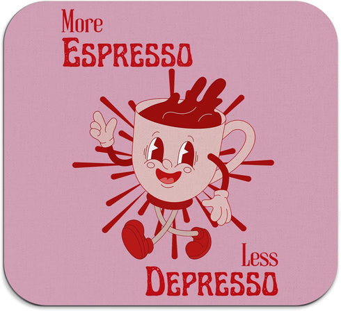 More Espresso Less Depresso Coffee Mat, Hot Pink Espresso Bar Accessories for Countertops