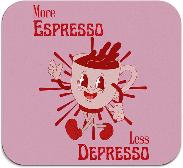 More Espresso Less Depresso Coffee Mat, Hot Pink Espresso Bar Accessories for Countertops