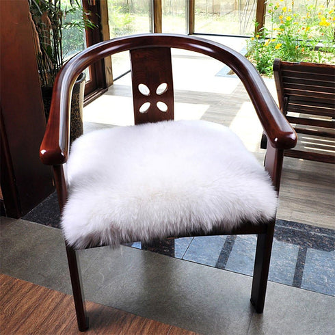 Softlife White Small Faux Fur Sheepskin Throw Rug, Fluffy Shag Fur Chair Cover Pad, Washable 20" x 20"