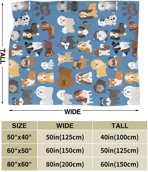 Perinsto 80"X60" Cute Puppy Dogs Animal Throw Blanket Ultra Soft Warm All Season Decorative Fleece Blankets for Bed
