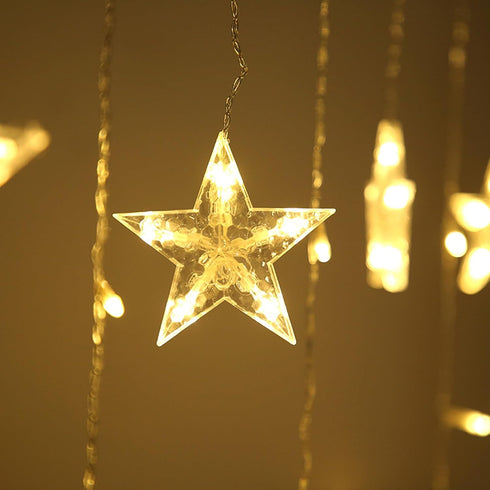 138 8 Dazzle Bright Moon Star and Fairy Tale Castle String Lights, LED Muslim Curtain Fairy String Lights, Lighting