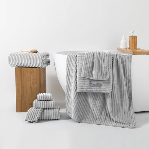 Set 8 8 2 2 2 2 REDKISS Gray Bath Towels Piece - Microfiber Bathroom Towels of Large, Highly Absorbent Bath Towel, Soft