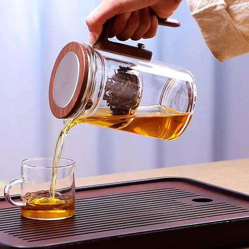 GrowCube 1000ML/33.82oz Tea Infuser Enchanti Tea Pot, Magic Glass Teapot with Infusers for Loose Tea, Detachable Glass