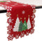 Christmas Tree Table Runner Embroidered Xmas Red White Snowflakes Runners Snow Decorations