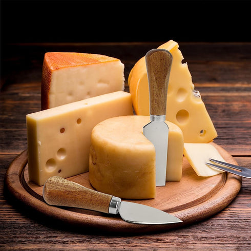 6 Piece Cheese Knives Set with Wooden Handle, Mini Stainless Steel Cheese Knife Set for Charcuterie