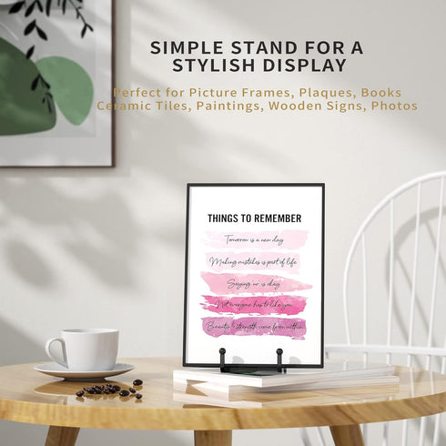 3 Pack 3 Inch Metal Square Wire Plate Stands for Display, Picture Frame Holder for Decorative Plates, Books, and Photos