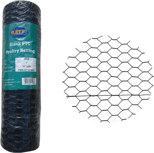 PVC Hexagonal Poultry Netting Chicken Wire 24" x50' x 1" Mesh 20GA
