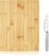 Set, 12.5" 9.75" True Appetize Bamboo Cheese Board and Stainless Steel Knife Serving Tray, Charcuterie Boards