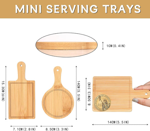 Charcuterie Boards, Cutting Board Set, 6 PCS Mini Charcuterie Boards, Trays for Serving Food, Bamboo Cutting Board, Serving Trays, Fruit Trays For Serving For Party, Housewarming Gifts (Light)