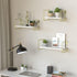 Set 3 MK696C J JACKCUBE DESIGN White Wood Floating Shelves, of Wall Mounted Hanging Shelves with Gold Wire Frames
