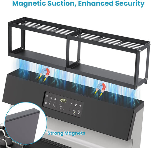 2 30 Inch 2 4 OTraki Tier Strong Magnetic Oven Shelf Length Spice Rack Over The Stove Shelf with Anti-Slip Mats