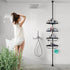 Shower Caddy Tension Pole with 4 ABS Baskets, Adjustable 56 to 125 Inch Stainless Pole for Bathroom, Black
