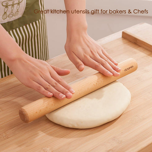 GOBAM Small Wood Rolling Pin - Dough Roller for Pasta, Cookies, Pie, Pizza, 11 x 1.38 Inches