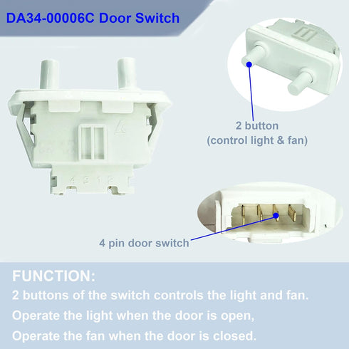 DA34-00006C Refrigerator Door Switch Replacement for Samsung Refrigerator DA34-00006D DA34-00048A AP4136952 PS4138718