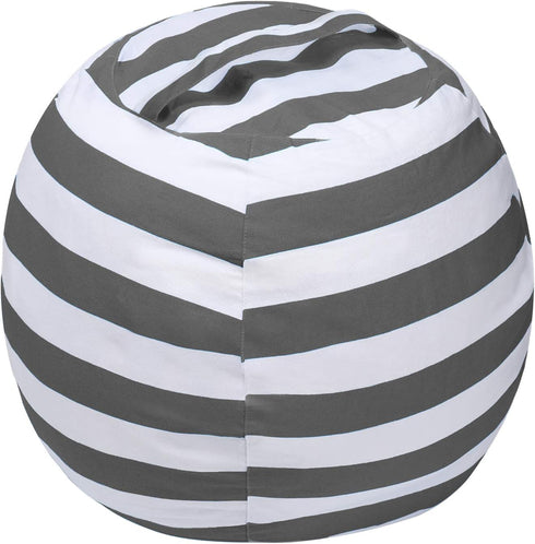 Miaowater 2 PCS Stuffed Animal Storage Bean Bag Chair Cover, Cotton Canvas with Zipper, Grey 24"