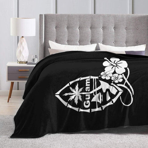 Guam Flower Hibiscus Decal Throw Blanket - Ultra-Soft Cozy Lightweight Micro Sherpa Plush Fleece for All Season 50"x40"