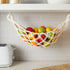 Okuna Outpost Macrame Hanging Fruit Basket Hammock for Kitchen, 6 x 25 x 15 in, White Cotton Modern Under-Cabinet