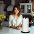 Black Paper Towel Holder Countertop, One-Handed Tear Stand with Ratchet Mechanism, Stainless Steel Weighted Base